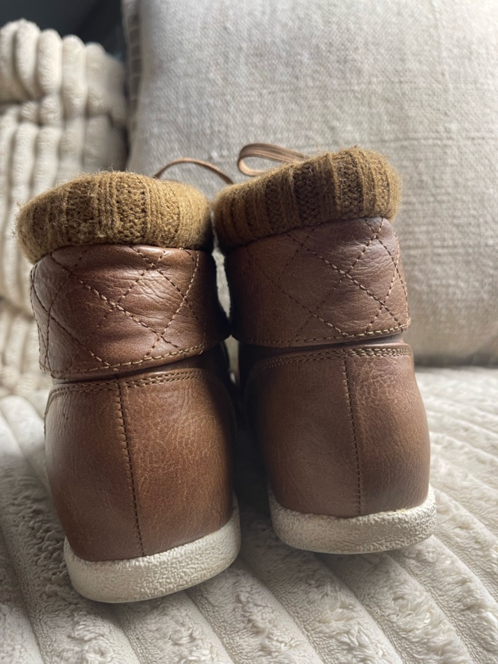 Arizona Jean Company Brown Leather-Look Lace-Up Ankle Booties - Picture 3 of 9